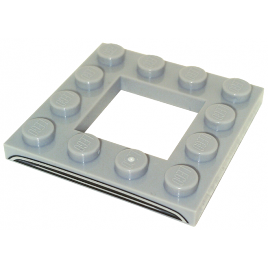 Plate, Modified 4 x 4 with 2 x 2 Open Center with Black and Silver Aston Martin DB5 Grille Pattern