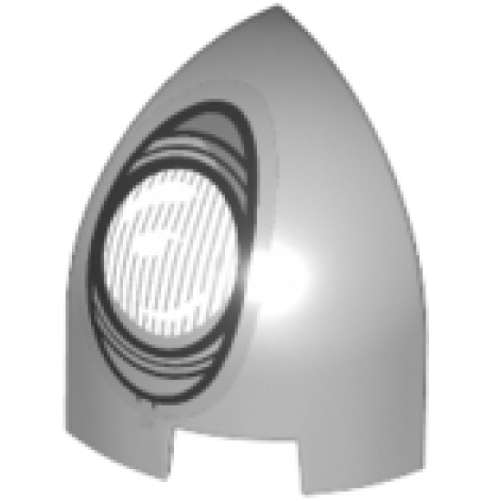 Slope, Curved 1 x 1 x 1 1/3 Corner with White and Silver Headlight Pattern Model Left Side