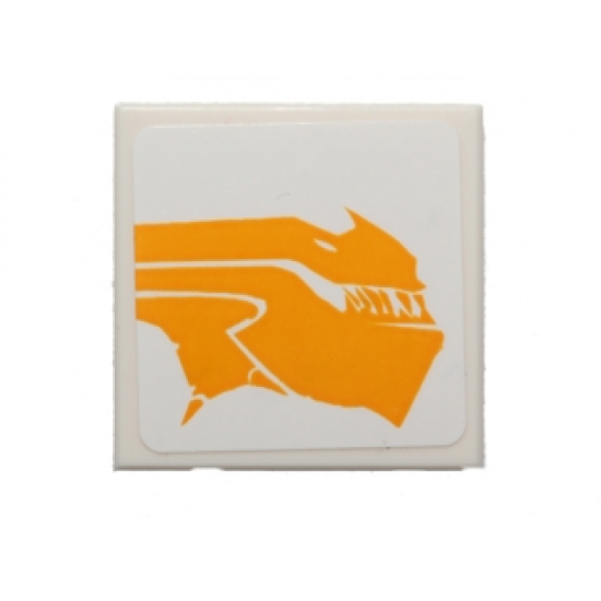 Tile 2 x 2 with Bright Light Orange Sando Aqua Monster Pattern Model Right Side (Sticker) - Set 75048