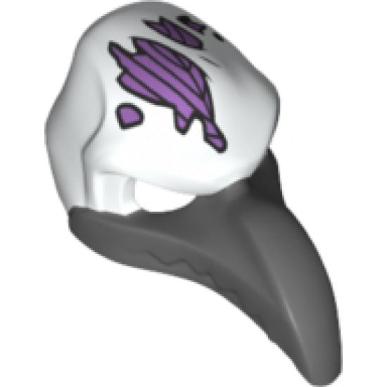 Minifigure, Headgear Mask Bird (Vulture) with Dark Bluish Gray Beak and Purple Head Patches Pattern