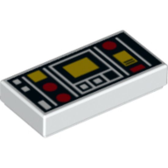 Tile 1 x 2 with Red and Yellow Controls and Two White Squares on Left Pattern