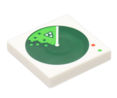 Tile 2 x 2 with Dark Green Radar Screen with Blacktron Logo Blip and Red and Bright Green Lights Pattern