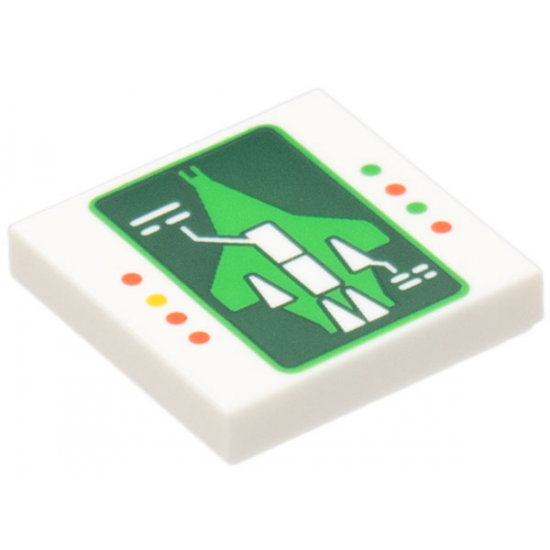 Tile 2 x 2 with Galaxy Explorer on Dark Green Diagnostic Screen and Red, Bright Green and Yellow Lights Pattern