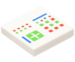 Tile 2 x 2 with Computer Console with Crosspatch and Bright Green, Red and Blue Lights, Buttons, and Lines Pattern