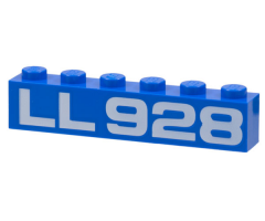 Brick 1 x 6 with White 'LL 928' Pattern