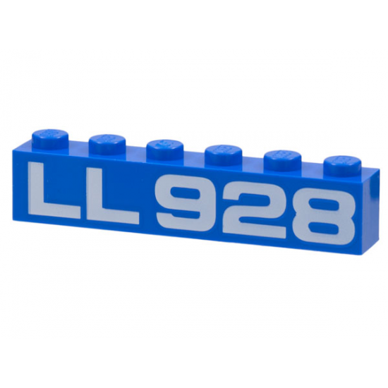 Brick 1 x 6 with White 'LL 928' Pattern