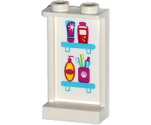 Panel 1 x 2 x 3 with Side Supports - Hollow Studs with Toiletries on Shelves Pattern on Inside (Sticker) - Set 41034