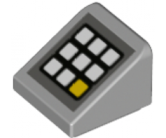 Slope 30 1 x 1 x 2/3 with Keypad with White and Yellow Buttons on Dark Bluish Gray Background Pattern