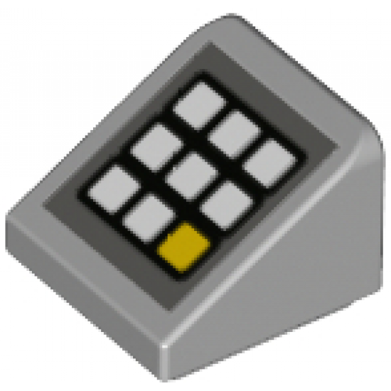 Slope 30 1 x 1 x 2/3 with Keypad with White and Yellow Buttons on Dark Bluish Gray Background Pattern