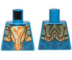 Torso Nexo Knights Armor, White and Orange Emblem with Falcon Pattern