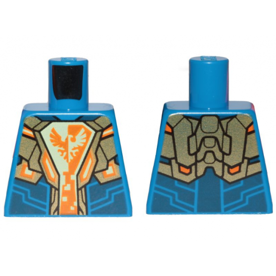 Torso Nexo Knights Armor, White and Orange Emblem with Falcon Pattern