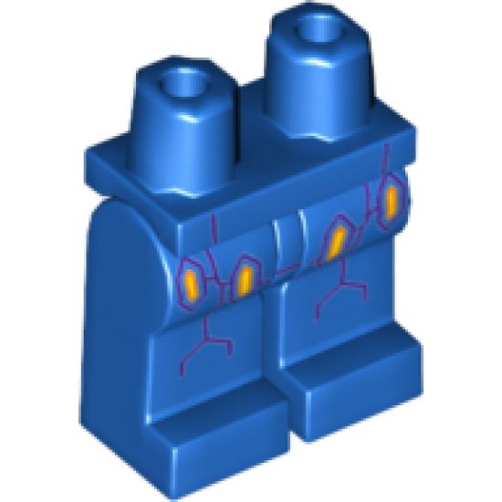 Hips and Legs with Dark Purple Circuitry and 4 Orange and Yellow Crystals Pattern
