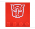Tile, Modified 4 x 4 with Studs on Edge with White Transformers Autobot Symbol Pattern