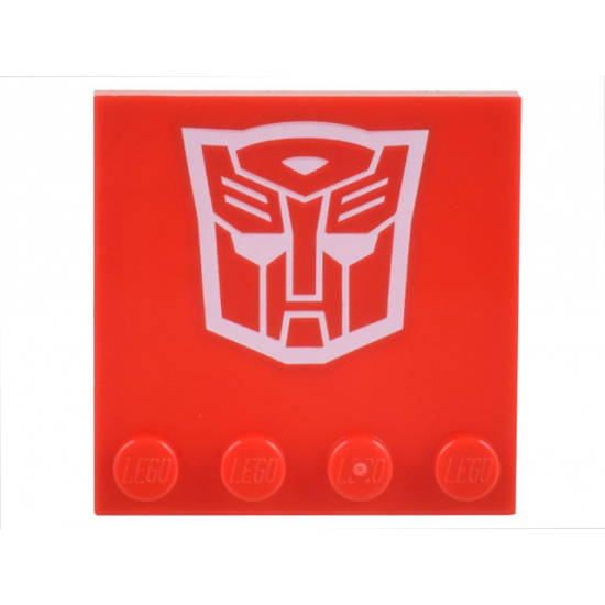 Tile, Modified 4 x 4 with Studs on Edge with White Transformers Autobot Symbol Pattern