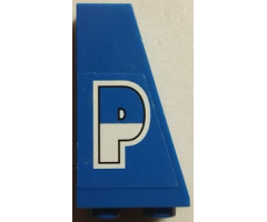 Slope, Inverted 75 2 x 1 x 3 with Blue and White 'P' on Blue Background Pattern Model Right Side (Sticker) - Set 8214