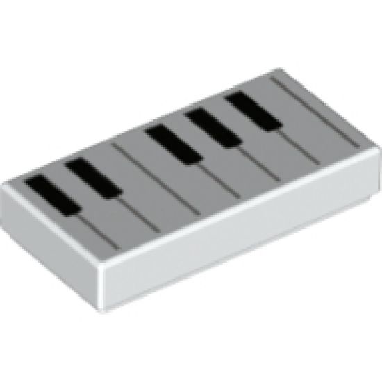 Tile 1 x 2 with Black and White Piano Keys Pattern