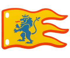 Cloth Flag 8 x 5 with 2 Holes, Wave with Red Border and Blue Lion Pattern