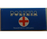 Tile 2 x 4 with 'POLIZIA,' Red Cross and 'TRASPORTO ORGANI' Pattern (Sticker) - Set 8214