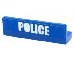 Panel 1 x 4 x 1 with White 'POLICE' Bold Narrow Font Small on Blue Background Pattern (Sticker) - Set 4436