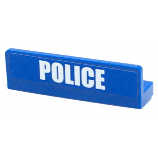 Panel 1 x 4 x 1 with White 'POLICE' Bold Narrow Font Small on Blue Background Pattern (Sticker) - Set 4436