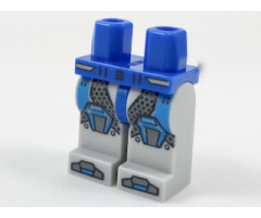 Hips and Light Bluish Gray Legs with Dark Azure Armor, Hexagonal Knee Pads and Dark Bluish Gray Boots Pattern