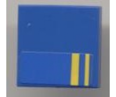 Tile 2 x 2 with 2 Half Yellow Stripes Pattern (Sticker) - Set 8124