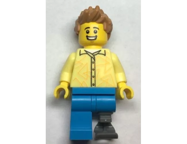 Grocery Store Customer - Male, Bright Light Yellow Shirt, Medium Nougat Hair, Prosthetic Leg