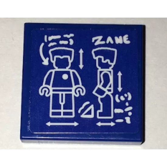 Tile 2 x 2 with Minifigure Blueprint and 'ZANE' Pattern (Sticker) - Set 70594