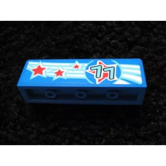 Panel 1 x 4 x 1 with Red Stars and '77' Pattern Model Right Side (Sticker) - Set 9094