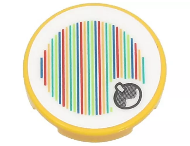 Tile, Round 2 x 2 with Bottom Stud Holder with Super Mario Scanner Code Fruit Pattern (Sticker) - Set 71407