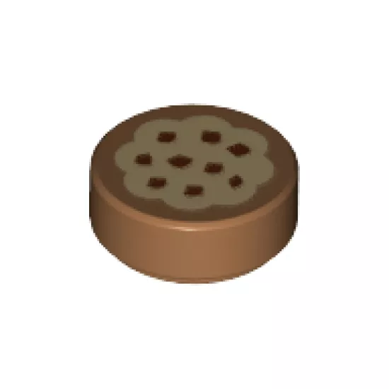 Tile, Round 1 x 1 with Cookie Tan Frosting and Chocolate Sprinkles Pattern