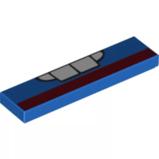 Tile 1 x 4 with Teeth and Dark Red Stripe Pattern (9479)