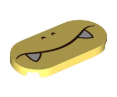 Tile, Round 2 x 4 Oval with Closed Mouth Frown, White Fangs and Nostrils Pattern (Boom Boom)
