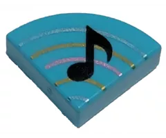 Tile, Round 1 x 1 Quarter with Music Note Eighth and Curved Lines Pattern