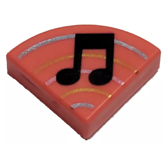 Tile, Round 1 x 1 Quarter with Music Note Single Bar and Curved Lines Pattern