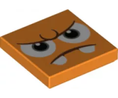 Tile 2 x 2 with Black and White Eyes, Dark Brown Furrowed Brow, Frown with Teeth Pattern (Super Mario Goombrat Face)