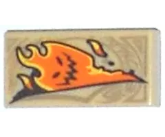 Tile 1 x 2 with Dark Tan Markings and Orange Fire Monster with Black Mouth and Eyes Pattern (Nexo Knights Book of Deception)