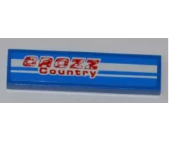 Tile 1 x 4 with 'CROZZ Country' and 2 White Lines Pattern (Sticker) - Set 8126