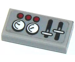 Tile 1 x 2 with Levers, Gauges and 3 Red Buttons Pattern (Sticker) - Set 60103