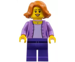 Mom - Medium Lavender Jacket over Lavender Shirt, Dark Purple Legs, Dark Orange Female Hair Short Swept Sideways