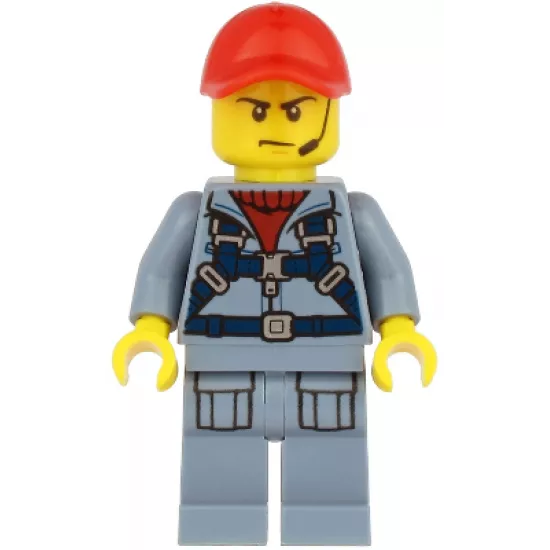 Ocean Submarine Pilot - Male, Harness, Sand Blue Legs with Pockets, Red Cap, Headset