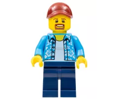 Man with Hawaiian Shirt, Dark Blue Legs, Dark Red Cap