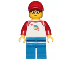 Man - Classic Space Shirt with Red Sleeves, Blue Legs, Red Cap