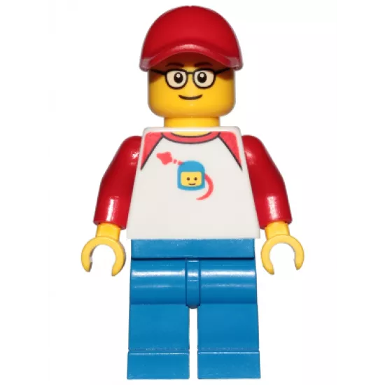 Man - Classic Space Shirt with Red Sleeves, Blue Legs, Red Cap