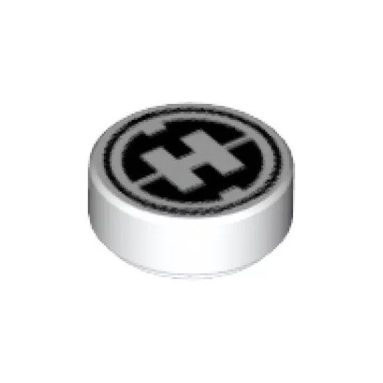 Tile, Round 1 x 1 with Hero Factory 'H' Pattern
