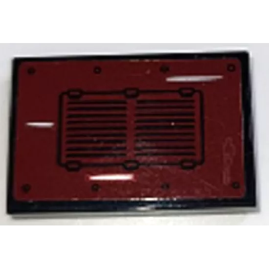Tile 2 x 3 with Black Vent and 3 White Scratches on Dark Red Background Pattern (Sticker) - Set 70424