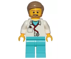 Doctor - Stethoscope, Medium Azure Legs, Dark Tan Smooth Hair, Beard