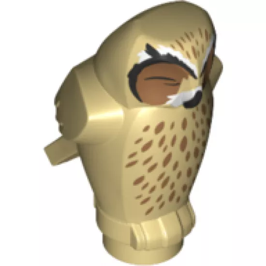 Animal, Air Owl, Angular Features with Black Beak and One Closed Eye, Medium Nougat Chest Feathers and Forehead Spots Pattern