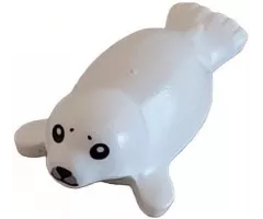 Seal, Baby with Black Eyes, Nose and Mouth, and Light Bluish Gray Muzzle Pattern