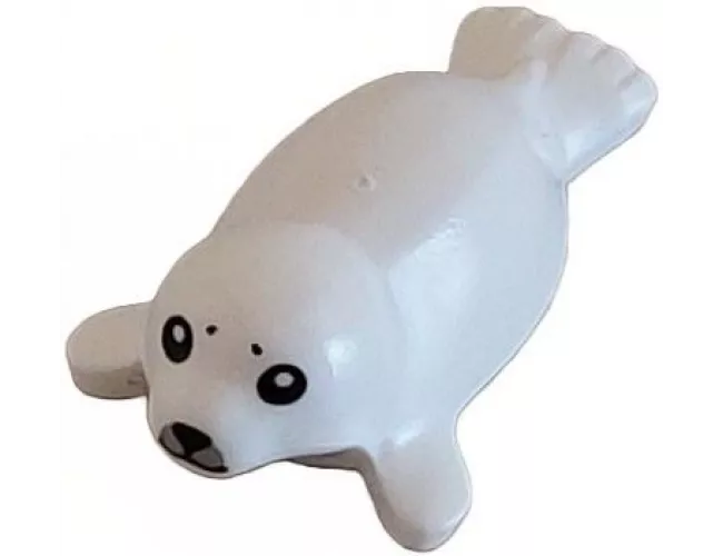 Seal, Baby with Black Eyes, Nose and Mouth, and Light Bluish Gray Muzzle Pattern